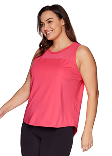 RBX Women's Plus Size Tank Top with Mesh Breathable Workout Tank T-Mesh Coral 2X