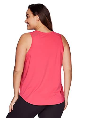 RBX Women's Plus Size Tank Top with Mesh Breathable Workout Tank T-Mesh Coral 2X