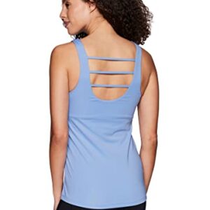 RBX Women's Tank Top with Built in Shelf Bra Low Support Bra Top Cami Strappy Periwinkle M