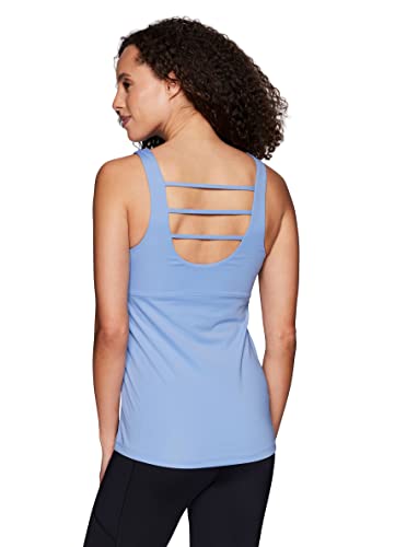 RBX Women's Tank Top with Built in Shelf Bra Low Support Bra Top Cami Strappy Periwinkle M
