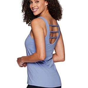 RBX Women's Tank Top with Built in Shelf Bra Low Support Bra Top Cami Strappy Periwinkle M