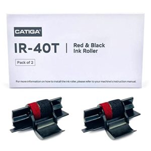 ir-40t ink roller cartridge for printing calculators and adding machines, black/red pack of 2, used with casio hr-100tm hr-150tm hr-170rc, sharp el-1750v el-1801v, catiga cp30a cp90a