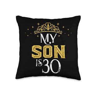 yellow crown 30th birthday gift for son my son is 30 years old 1993 30th birthday gifts throw pillow, 16x16, multicolor