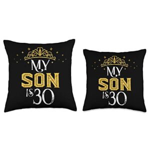 Yellow Crown 30th Birthday Gift For Son My Son is 30 Years Old 1993 30th Birthday Gifts Throw Pillow, 16x16, Multicolor