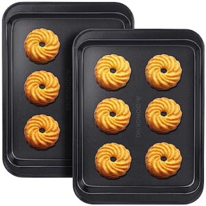 small cookie sheets, baking pans, nonstick carbon steel baking sheets, 2-pack, 9.5 x 7.1 inches (inner 7.5 x 6)