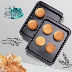 Small Cookie Sheets, Baking Pans, Nonstick Carbon Steel Baking Sheets, 2-Pack, 9.5 X 7.1 Inches (Inner 7.5 X 6)