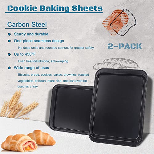 Small Cookie Sheets, Baking Pans, Nonstick Carbon Steel Baking Sheets, 2-Pack, 9.5 X 7.1 Inches (Inner 7.5 X 6)