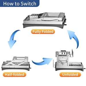 HERJOY 2 Tier Dish Drying Rack Foldable Dish Racks for Kitchen Counter with Utensil Holder - Large Dish Drying Rack with Drainboard - Rustproof Dish Drainers for Kitchen Counter Dish Organizer