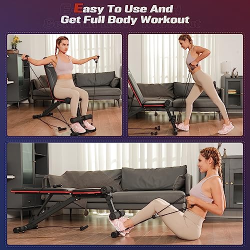 FLYBIRD Adjustable Weight Bench Workout Bench for Home Gym, 15 Degree Decline Sit-Up, Sturdy Durable Folding Weight Bench for Years of Workout -FBGEAR23