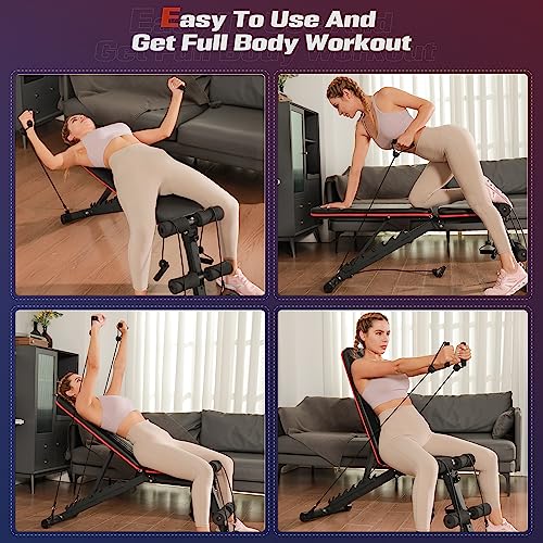 FLYBIRD Adjustable Weight Bench Workout Bench for Home Gym, 15 Degree Decline Sit-Up, Sturdy Durable Folding Weight Bench for Years of Workout -FBGEAR23