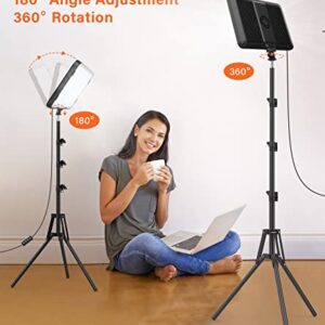 2 Pack LED Video Photography Lighting Kit with 62.99'' Tripod Stand, Unicucp 2500-8500K Dimmable Studio Streaming Light for Video Recording Filming, Live Game YouTube, Portrait Shooting, USB Charger