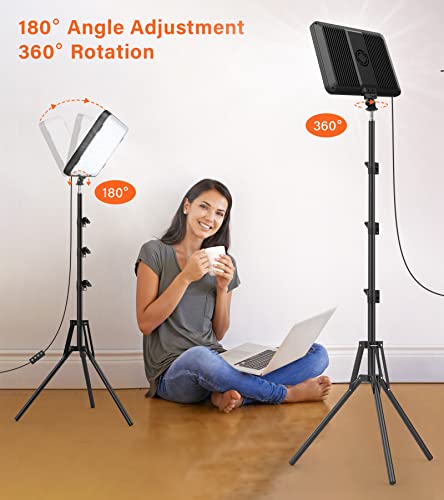 2 Pack LED Video Photography Lighting Kit with 62.99'' Tripod Stand, Unicucp 2500-8500K Dimmable Studio Streaming Light for Video Recording Filming, Live Game YouTube, Portrait Shooting, USB Charger