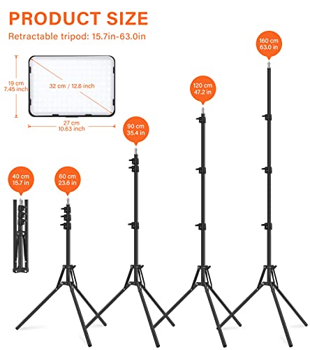 2 Pack LED Video Photography Lighting Kit with 62.99'' Tripod Stand, Unicucp 2500-8500K Dimmable Studio Streaming Light for Video Recording Filming, Live Game YouTube, Portrait Shooting, USB Charger