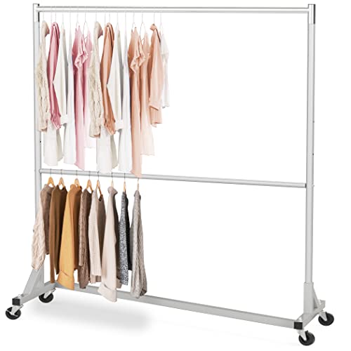 Simple Houseware Commercial Z Base Double Rod Garment Rack