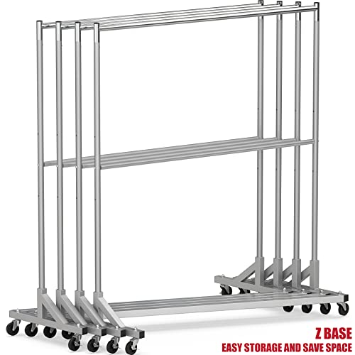 Simple Houseware Commercial Z Base Double Rod Garment Rack