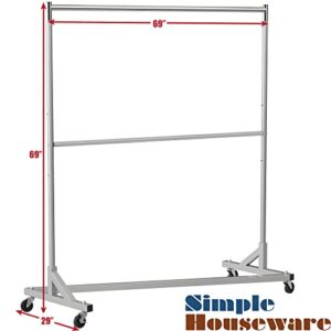 Simple Houseware Commercial Z Base Double Rod Garment Rack