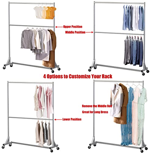 Simple Houseware Commercial Z Base Double Rod Garment Rack