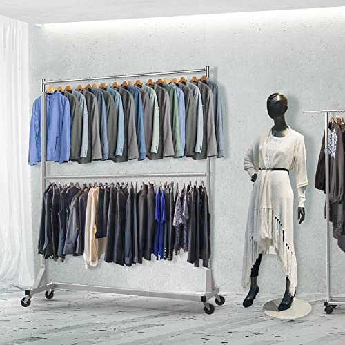 Simple Houseware Commercial Z Base Double Rod Garment Rack