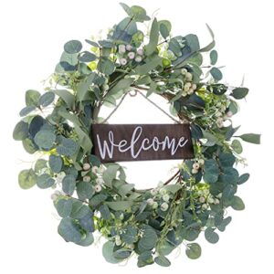 18 inch Wreaths for Front Door Spring Summer Green Eucalyptus Wreath for Front Door Wreaths for Front Door Outside All Seasons