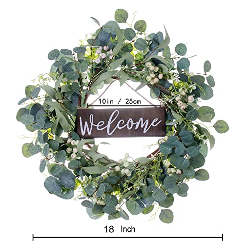 18 inch Wreaths for Front Door Spring Summer Green Eucalyptus Wreath for Front Door Wreaths for Front Door Outside All Seasons