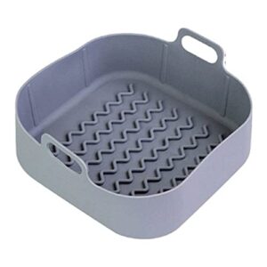 reusable airfryer silicone basket pot easy to clean oven baking tray round liner pizza plate grill pan mat air fryer accessories (color : graye)