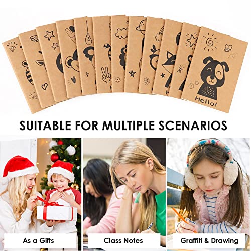 Sikao 12 Pack Cute Animals Mini Notebooks for Kids Party Favors, A6 Small Notebooks for Girls Teens, Notebook Bulk for Class Prizes Bag Stuffer, Little Journals for Kids, Happy Mini Journal