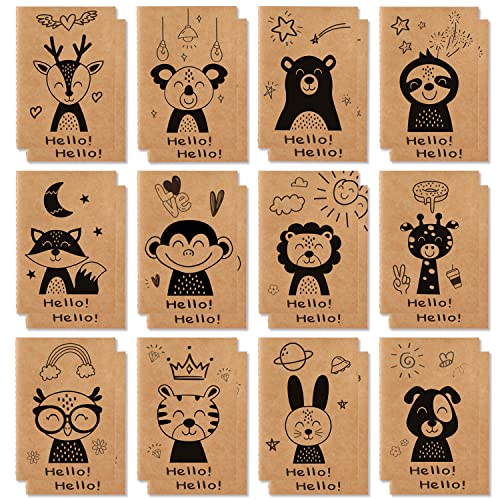 Sikao 12 Pack Cute Animals Mini Notebooks for Kids Party Favors, A6 Small Notebooks for Girls Teens, Notebook Bulk for Class Prizes Bag Stuffer, Little Journals for Kids, Happy Mini Journal