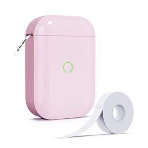 pikdik mini portable label maker - label maker machine with tape label printer for labeling jars bins home organizing office compatible with iphone android usb rechargeable easy to use,pink