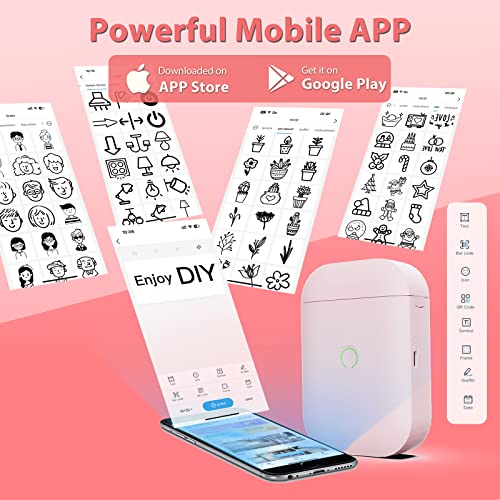 PikDik Mini Portable Label Maker - Label Maker Machine with Tape Label Printer for Labeling Jars Bins Home Organizing Office Compatible with iPhone Android USB Rechargeable Easy to Use,Pink