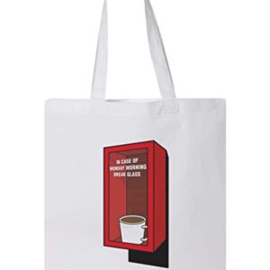 BREAK GLASS EMERGENCY COFFEE AESTHETIC DESIGN, Reusable Tote Bag, Lightweight Grocery Shopping Cloth Bag, 13” x 14” with 20” Handles