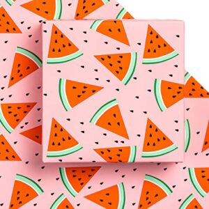 wrapaholic fruit wrapping paper sheet - 12 sheets watermelon design folded flat for birthday, party, baby showers - 19.7 inch x 30 inch per sheet