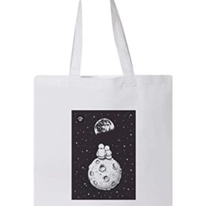 DATING ASTRONAUT DESIGN, Reusable Tote Bag, Lightweight Grocery Shopping Cloth Bag, 13” x 14” with 20” Handles