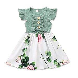 vinuoker toddler girl summer floral dress baby girls sundress seaside dress kids little girls outfits clothes green
