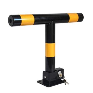 sefax parking barrier, parking space lock, ground lock, mobile column lock, warning column, road block, thickened collision avoidance parking space yellow warning stripes