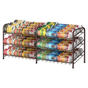 nananardoso can organizer for pantry, 3 tier can dispenser rack holds up to 72 cans, can storage organizer holder for canned food storage kitchen cabinets or pantry shelf countertop, brown