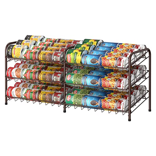 NANANARDOSO Can Organizer for Pantry, 3 Tier Can Dispenser Rack Holds up to 72 Cans, Can Storage Organizer Holder for Canned Food Storage Kitchen Cabinets or Pantry Shelf Countertop, Brown