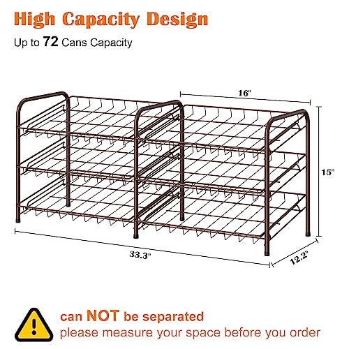 NANANARDOSO Can Organizer for Pantry, 3 Tier Can Dispenser Rack Holds up to 72 Cans, Can Storage Organizer Holder for Canned Food Storage Kitchen Cabinets or Pantry Shelf Countertop, Brown