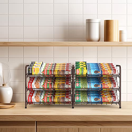 NANANARDOSO Can Organizer for Pantry, 3 Tier Can Dispenser Rack Holds up to 72 Cans, Can Storage Organizer Holder for Canned Food Storage Kitchen Cabinets or Pantry Shelf Countertop, Brown