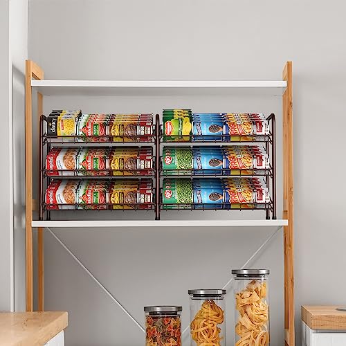 NANANARDOSO Can Organizer for Pantry, 3 Tier Can Dispenser Rack Holds up to 72 Cans, Can Storage Organizer Holder for Canned Food Storage Kitchen Cabinets or Pantry Shelf Countertop, Brown