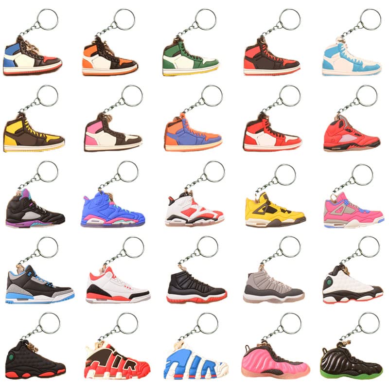 Lyenwhay 25 PCS Sneaker Keychains Shoe Keychains Random Pack of Keychains Retro Fun Gifts Party Favors for Sneakerheads …