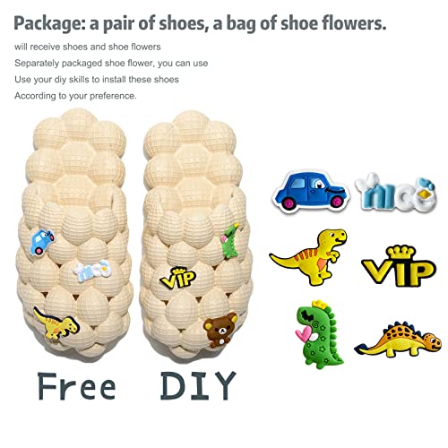 Bubble Slides for Kids, Boys Girls Cloud Slides，Non-Slip Open Toe Breathable Pool Slippers, Comfy Cushioned Thick Sole House Slippers Bedroom Shower Slippers