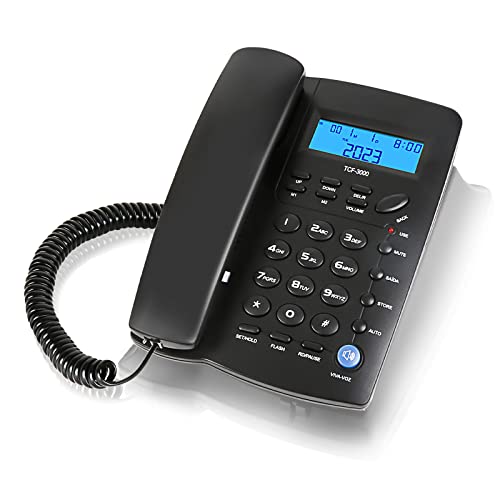 Sangyn Corded Telephone for Home/Office/Hotel, Landline Telephone with Speakerphone, Caller ID, Redial, Indicator Light, Basic Calculator, DTMF/FSK Compatible Business Phone