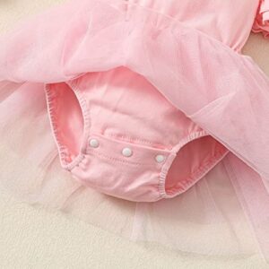 Baby Girl Clothes Infant Ruffle Sleeve Romper Dress Newborn Onesie Headband Outfit Jumpsuit Tutu Skirt Set (039C-Pink Sleeveless, 3-6 Months)