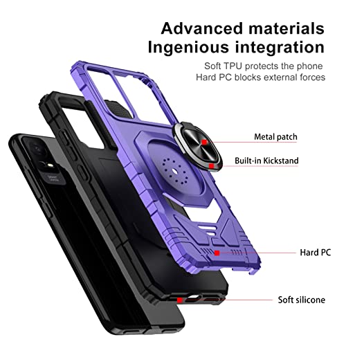 Ailiber for TCL ION X Phone Case, TCL ION V Case with Screen Protector, Ring Kickstand for Magnetic Car Mount, Military Grade, Heavy Duty Shockproof Protective Cover for TCL IONX/TCL IONV-Purple