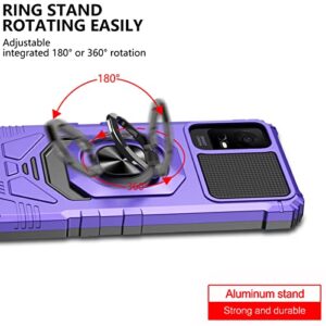 Ailiber for TCL ION X Phone Case, TCL ION V Case with Screen Protector, Ring Kickstand for Magnetic Car Mount, Military Grade, Heavy Duty Shockproof Protective Cover for TCL IONX/TCL IONV-Purple