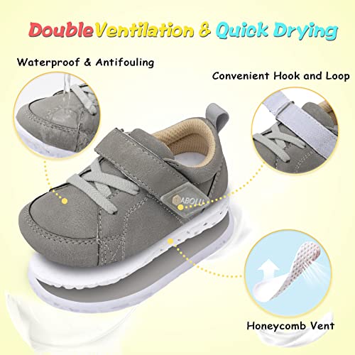 QFH Unisex Baby Shoes Boys Girls Sneakers Infant Slip On First Walking Shoes Toddler Casual Star Sneaker Crib Shoes Grey 7.5-8 Toddler