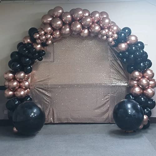 Bezente Rose Gold Black Balloons Garland Kit, 100Pcs Metallic Chrome Rose Gold Black and Rose Gold Confetti Balloons Arch for Wedding, Birthday, Graduation, Baby Shower Party Decoration