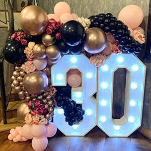 Bezente Rose Gold Black Balloons Garland Kit, 100Pcs Metallic Chrome Rose Gold Black and Rose Gold Confetti Balloons Arch for Wedding, Birthday, Graduation, Baby Shower Party Decoration