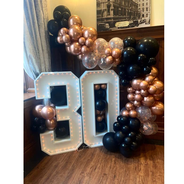 Bezente Rose Gold Black Balloons Garland Kit, 100Pcs Metallic Chrome Rose Gold Black and Rose Gold Confetti Balloons Arch for Wedding, Birthday, Graduation, Baby Shower Party Decoration