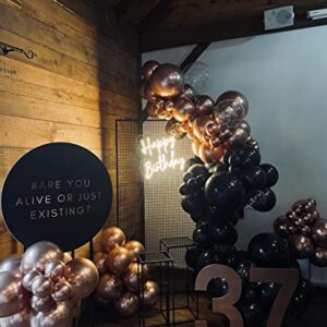 Bezente Rose Gold Black Balloons Garland Kit, 100Pcs Metallic Chrome Rose Gold Black and Rose Gold Confetti Balloons Arch for Wedding, Birthday, Graduation, Baby Shower Party Decoration